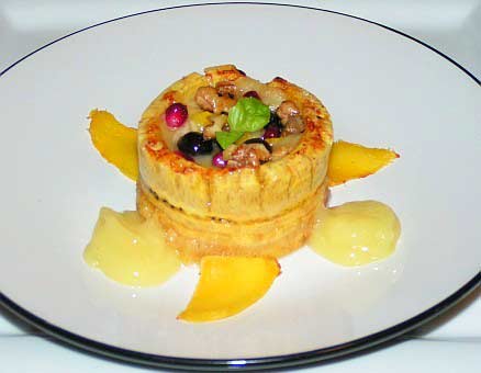 Caramelized plantain and brie dessert image