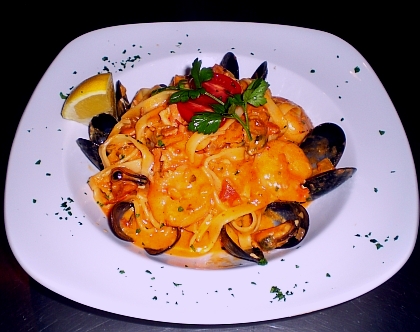 Fettuccine with seafood pasta in blush sauce