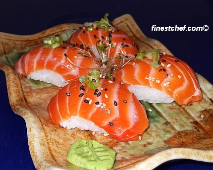 Salmon nigiri sushi menu