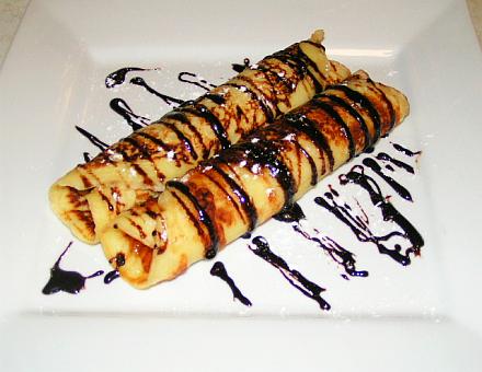 Crepes filled with peach jam