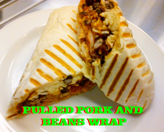 Pulled pork and beans wrap