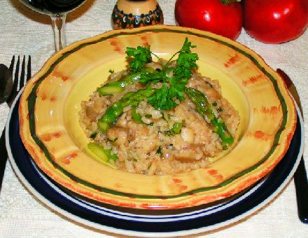 Mushroom and asparagus risotto recipe