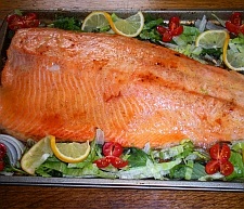 Baked caramelized salmon with brown sugar