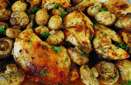Roasted chicken with mushrooms