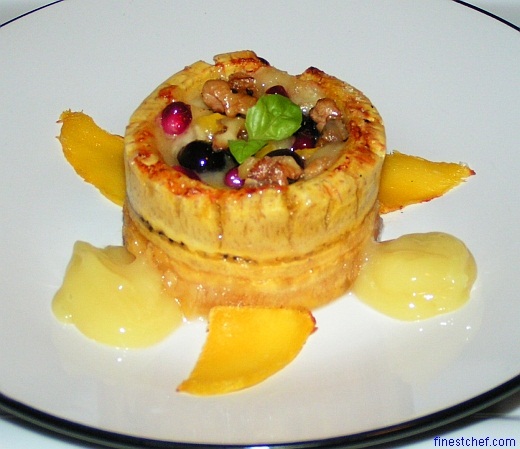 Caramelized plantain and brie dessert image