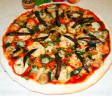 Grilled portobello pizza