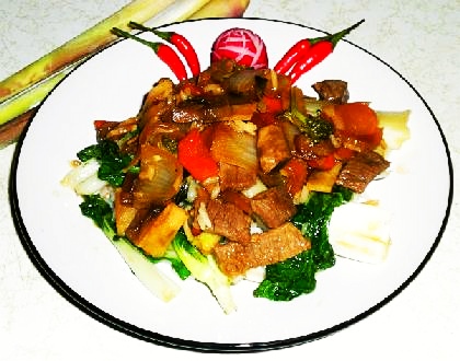 Oriental beef with ginger and lemongrass